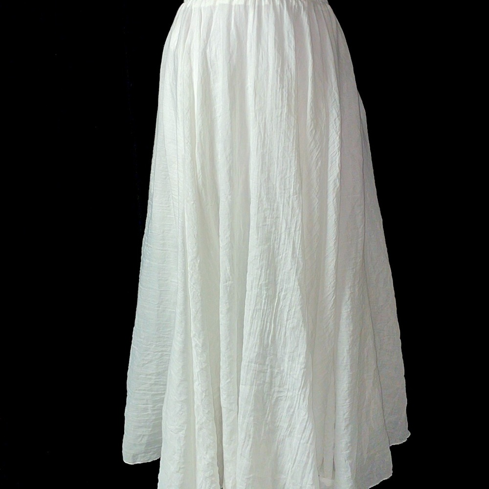 ❤️ Women’s EUC LIULIU FUSHI Long Flowing White Skirt Sz 5 Lined Elastic Waist
